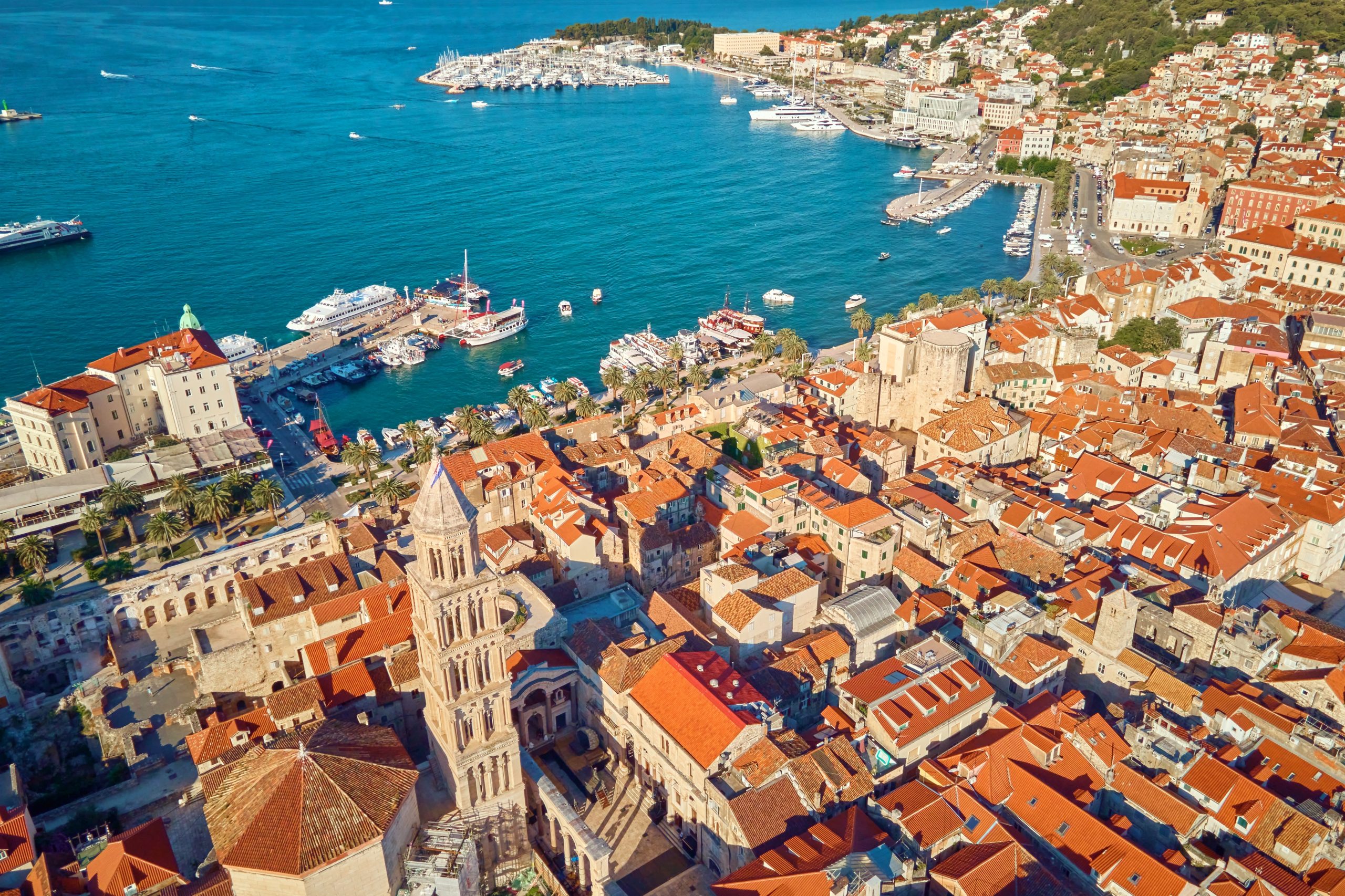 Aerial,View,Of,Split,,Croatia.,Cityscape,Of,Coastal,Touristic,City